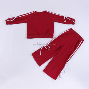 Girls Solid Warm Fall <strong>Winter</strong> Hoodie Set Bow Design Stripe Side Long Sleeve Loose Pants Fast Delivery <strong>Kids</strong> Casual Outfit - Product Image 3