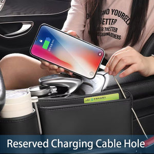 Sac de rangement multifonctionnel pour l'espace entre les sièges de voiture, avec porte-téléphone et porte-gobelet, en cuir PU, organiseur pour l'espace interne de la voiture - Product Image 3