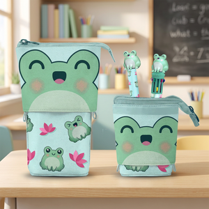 Karactermania for Oh My Pop Froggy - Estuche de tela para lápices con cierre de cremallera + bolígrafo de 10 colores + bolígrafo de gel borrable color turquesa - Product Image 3