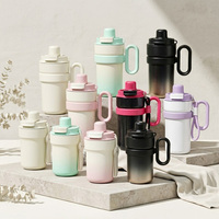 Gobelet à café portable personnalisé de 12 oz et 16 oz en acier inoxydable 316 à double paroi isolé, mignon, avec poignée et paille pour filles, idéal pour l'extérieur