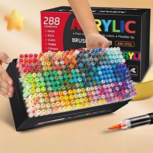 ชุดปากกามาร์คเกอร์อะคริลิคสองหัว 288 สี ระดับศิลปิน หัวนุ่ม หัวแหลม หมึกแอลกอฮอล์ ปลอดสารพิษ ติดทนนาน - Product Image 1