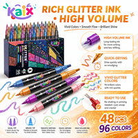 Ensemble de marqueurs à paillettes à double pointe KAIX, 24 couleurs, marqueurs à peinture acrylique à flux fluide, couleurs brillantes et chatoyantes, emballage OEM pour les travaux manuels DIY