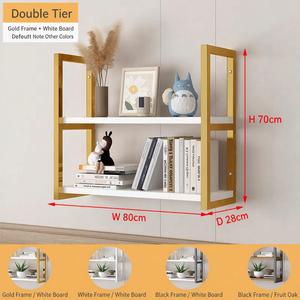 Floating <b>Wall</b> <b>Shelf</b>, Metal Frame Open Display <b>Shelf</b>, Multi-Tier <b>Wall</b> Mounted Storage Rack for Makeup, Nail Polish, Beauty Salon - Product Image 3