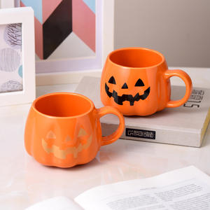 Ensemble de tasses en céramique à motif de citrouille d'Halloween - Tasses à café et à thé festives pour les fêtes - Product Image 3