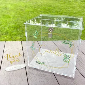 Ourwarm Custom Memory Wishing Well Gift Money Lock Acrylic Wedding Card Box for Reception