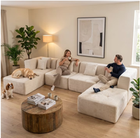 Canapé modulaire carré 6 places en velours et éponge, sans structure, compressé, extensible, convertible, avec fonction massage, pour appartement et centre commercial