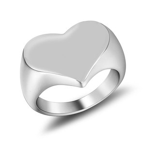 Heart Shape Mirror Finish <b>Titanium</b> Steel <b>Ring</b> Unisex Jewelry Gift SA083 - Product Image 5