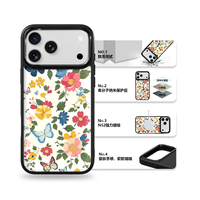 Coque de téléphone AG Feeling Black Edge avec motif papillon doré et fleurs pour iPhone 17, 17 Pro Max, 16 Pro, 15 – Coque magnétique