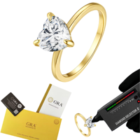 Bijouterie fine en plaqué or 14 carats, bague en moissanite taillée en cœur, bague de fiançailles tendance, bagues de mariage avec certificat GRA, vente en gros