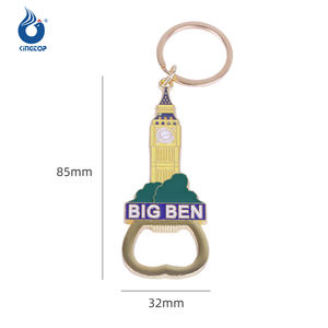 漫画風ロンドン電話ボックス ビッグベン 亜鉛合金 環境に優しい 2-in-1 記念品 ビール/ワインオープナー キーホルダー イギリス旅行観光客向け - Product Image 3