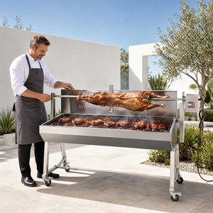 Asador eléctrico de carbón para <span class=keywords><strong>barbacoa</strong></span>, asador de parrilla para Cordero, acero inoxidable, para exteriores, terrón de carbón de hierro, 85kg de carga - Product Image 3
