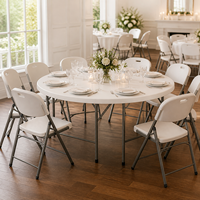 Table pliante ronde en HDPE, portable, imperméable, pour banquets, mariages, événements, repas en plein air
