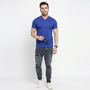 T-shirts sans couture à col en V, vêtements de compression ajustés pour le fitness, vêtements de mise en forme pour hommes, t-shirt à col en V - Product Image 1