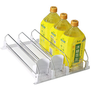 Dispensador de Botellas de Cerveza de Plástico, Soporte para Latas de Refresco, Estante con Rodillos, Organizador de Bebidas Ajustable para Refrigerador - Product Image 1