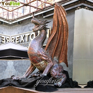 Statue de méditation <span class=keywords><strong>du</strong></span> <span class=keywords><strong>Dragon</strong></span> en Bronze et cuivre, taille réelle, décoration de jardin extérieur de haute qualité - Product Image 6