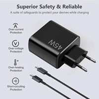 Adaptateur de charge rapide USB C PD 45W, prise EU, chargeur de voyage portable avec câble de charge Type-C vers Type-C pour smartphone, ordinateur portable