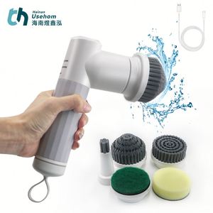 Hot New Household <b>Cleaning</b> <b>Tools</b> Black/White Automatic Electric Spin Scrubber with Lanyard and 5 Brush Heads - Product Image 2