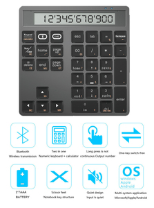 JOMAA Ergonomic BT5.0 Dual Mode <b>Wireless</b> Numeric <b>Keyboard</b> With Display Calculator 34 Keys Portable Number Keypad for Win/Mac - Product Image 3
