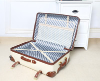 Valise à roulettes Romanic Walker couleur beige, style vintage, en cuir PP durable, 4 roues, avec serrure TSA, unisexe