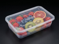 Boîte alimentaire rectangulaire transparente en PP de 650 ml, jetable, de qualité alimentaire, pour conserver la fraîcheur des pizzas et sandwichs, avec logo personnalisé