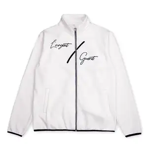 premium white soft custom embroidered logo zipper jacket mockneck sweatshirt without hood cotton fleece hoodie