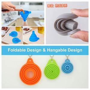 Atacado Personalizado Utensílios De Cozinha De Silicone Criativo Retrátil Funil Dobrável Portátil Grande Médio Pequenos Tamanhos para Uso Doméstico - Product Image 5