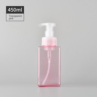 Vente en gros de flacons pompe carrés en PETG de 450 ml, rechargeables, vides, en plastique, pour savon liquide, lavage des mains, mousse corporelle