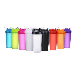 Protein Shaker Plastic Wholesale Custom Logo 400ML/600ML Plastic Protein Bottle Shaker With Lids And Mixer Ball BPA Free Sport Gym Shaker Bottles