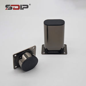 أرجل كنبات معدنية من الحديد قابلة للتعديل بتصميم أنبوبي دائري باللون الأسود المطلي بالكروم، أرجل خزائن، أرجل أثاث - Product Image 6