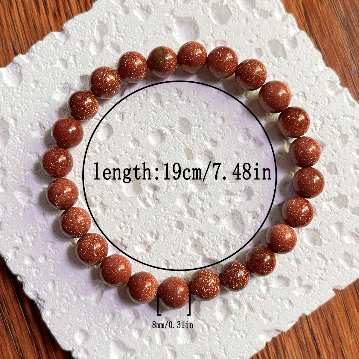 Bracelet en grès doré de 19 cm/7,48 pouces