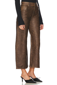 <span class=keywords><strong>Pantaloni</strong></span> Cargo <span class=keywords><strong>in</strong></span> <span class=keywords><strong>Pelle</strong></span> Marrone Personalizzati per Donne, Vita Alta, Gamba Larga, Chiusura Elastica, Casual, Antirughe, con Bottoni, Taglia XL - per l'Autunno - Product Image 3