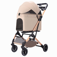 Poussette 3-en-1 et siège auto, poussette pour animaux à 3 roues avec panier amovible, pliage à une main, poussette pour chien à 4 roues