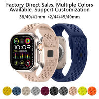 Bracelets de montre de luxe en silicone souple et respirant pour hommes, 42/45/46/49 mm, compatibles avec Apple Watch Ultra 3, 2, Series 11, 10, 9, 8, SE et iWatch 11