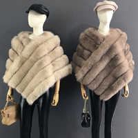 Cape en Vraie Fourrure pour Femme, Poncho Gilet Manteau Veste Tendance en Fourrure de Renard, Châle en Fourrure Naturelle, Cape Triangle pour Mariage Fête
