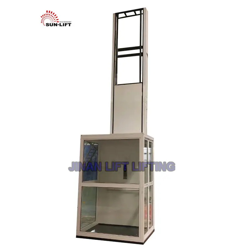 1-10M Hydraulic Lift Lift Rumah Kecil Vertikal Rumah Elevator dengan Kabin
