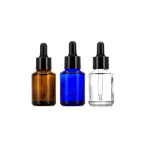 Op Voorraad 15Ml 30Ml 60Ml Persoonlijke Verzorging Serum Helder Amber Groen Blauw Schuin Schouderglas Oogdruppeloliefles Met Pipet