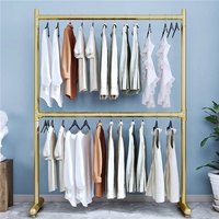 Nordique moderne métal Double barre pliant vêtements tige de suspension audacieux Double couche sol levage sec support Simple nordique salon