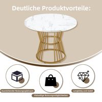 Table à manger ronde en marbre moderne SENYU avec pieds en métal, 4 places, mobilier contemporain pour la maison