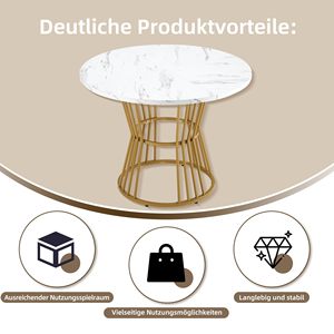 Table à manger ronde en marbre moderne SENYU avec pieds en métal, 4 places, mobilier contemporain pour la maison - Product Image 5