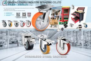 Qingdao Zhurui 6-Zoll Japanischer Stil Schwerlast-Rollen 150 mm Radsdurchmesser schwenkbare Polyurethan-Gummiräder mit Bremse - Product Image 6