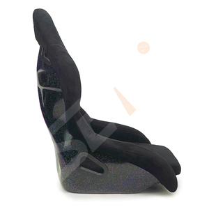 WZSEAHI مقاعد دلو مخملية سوداء صغيرة غير قابلة للتعديل مقعد سيارة سباق مقعد الطفل - Product Image 4