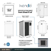 KENDA Venta al por Mayor Cobertizo Exterior de 5x4 pies, Resistente a Impactos de 50 kg, para Almacenamiento de Equipos Comerciales