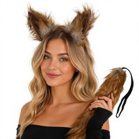Serre-tête unisexe en fausse fourrure avec nœud de dessin animé, en plastique, motif renard mignon, accessoire de costume de loup/chien pour Halloween, fait main