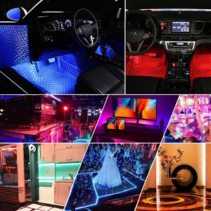 Bande lumineuse LED RGB pour l'<span class=keywords><strong>intérieur</strong></span> de la <span class=keywords><strong>voiture</strong></span>, 12 perles de lampe haute luminosité, lumière d'ambiance automobile USB - Barre lumineuse LED multicolore 12V - Product Image 6