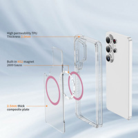 Étui de téléphone transparent magnétique ATB pour Samsung S26 Ultra Étui de téléphone portable TPU+PC Coque arrière transparente pour Samsung