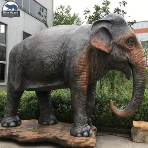 Modelo animatrônico grande de elefante animado em tamanho real para crianças, passeio em parque de diversões interno do zoológico, shopping center