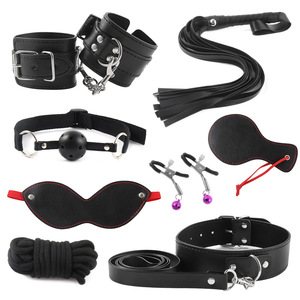 SM para Parejas, Juego de Roles Fetichistas, Bondage, Estampado de Leopardo, Esposas de Cuero, Látigo, Collar, Mordaza, 18+, Set de Restricción - Product Image 4