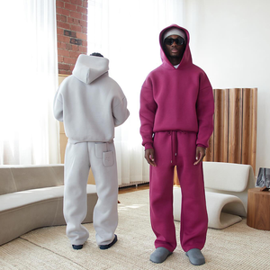 Sản Xuất Tùy Chỉnh Trống Boxy Sweatsuit 600 GSM Cotton Baggy Lông Cừu Quá Khổ Hoodies Jogger Thiết Lập Mùa Xuân Mùa Đông Tracksuit Cho Nam Giới - Product Image 3