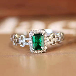 Esmeralda natural suelta, corte rectangular, color verde, para la fabricación de anillos T0505 - Product Image 2