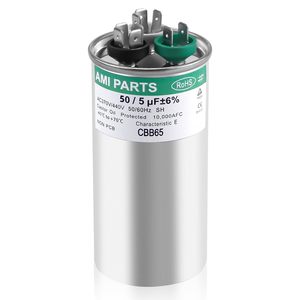 Condensador de Doble Función CBB65, Ahorro de Energía, Cobre, 50, 5 Mfd, 370, 440 V, Redondo, 10 A, para Sistemas HVAC - Product Image 1